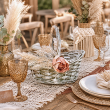 Load image into Gallery viewer, Pampas grass flower girl basket, Flower girl basket with pampas grass, Boho flower girl basket trendy