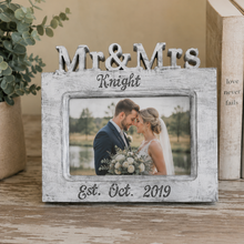 Load image into Gallery viewer, Mr and Mrs personalized picture frame rustic