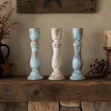 Load image into Gallery viewer, Rustic hand painted primitive candle stick holder