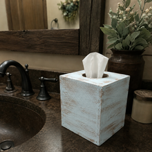Load image into Gallery viewer, Square tissue box cover rustic custom colors