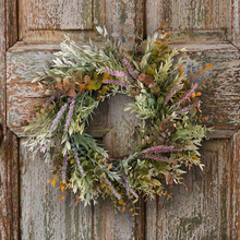 Load image into Gallery viewer, Artificial faux Eucalyptus wreath | Spring wreath for front door for outdoors | Lavender wreaths