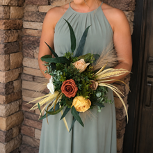 Load image into Gallery viewer, Wheat pampas grass terracotta bridesmaid bouquets