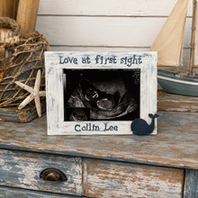 Load image into Gallery viewer, Sonogram frame boy - Whale baby shower decor sign -  Baby shower centerpiece boy - Nautical baby shower decorations - Nautical centerpiece