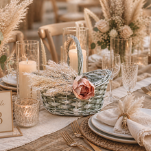 Load image into Gallery viewer, Pampas grass flower girl basket, Flower girl basket with pampas grass, Boho flower girl basket trendy