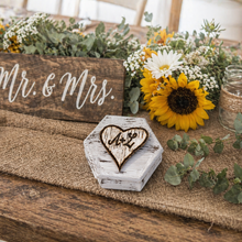 Load image into Gallery viewer, Personalized wedding ring box rustic, Antique white ring box, Ring box for couple