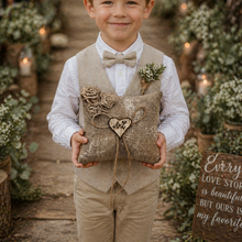 Load image into Gallery viewer, Burlap ring bearer pillow personalized