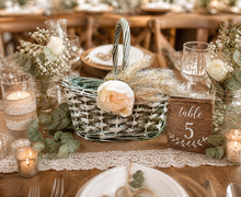 Load image into Gallery viewer, Boho flower girl basket pampas grass, Willow basket for flower girl boho style