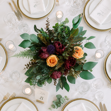 Load image into Gallery viewer, Burgundy moody birch bark centerpiece rental