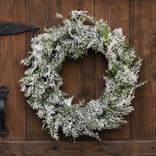 Load image into Gallery viewer, Farmhouse winter wreath for front door, Country christmas wreath, Neutral christmas wreath, Snowy cedar wreath, Minimalist wreath winter