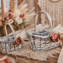 Load image into Gallery viewer, Flower girl basket white - Pampas grass wedding decor - Set of 2 flower girl baskets rustic