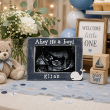 Load image into Gallery viewer, Ahoy it's a boy ultrasound sonogram frame for nautical baby shower