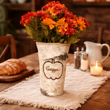 Load image into Gallery viewer, Wood burned personalized pumpkin vase - Fall centerpiece for table - Fall wedding vase