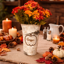 Load image into Gallery viewer, Wood burned personalized pumpkin vase - Fall centerpiece for table - Fall wedding vase