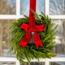 Load image into Gallery viewer, Real touch Norfolk pine cabinet wreaths - Mini Norfolk pine wreath for kitchen cabinets with red velvet ribbon