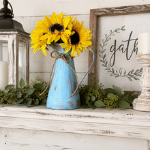 Load image into Gallery viewer, Rustic water pitcher with sunflowers