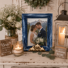 Load image into Gallery viewer, Personalized wood burned wedding frame names, date and location