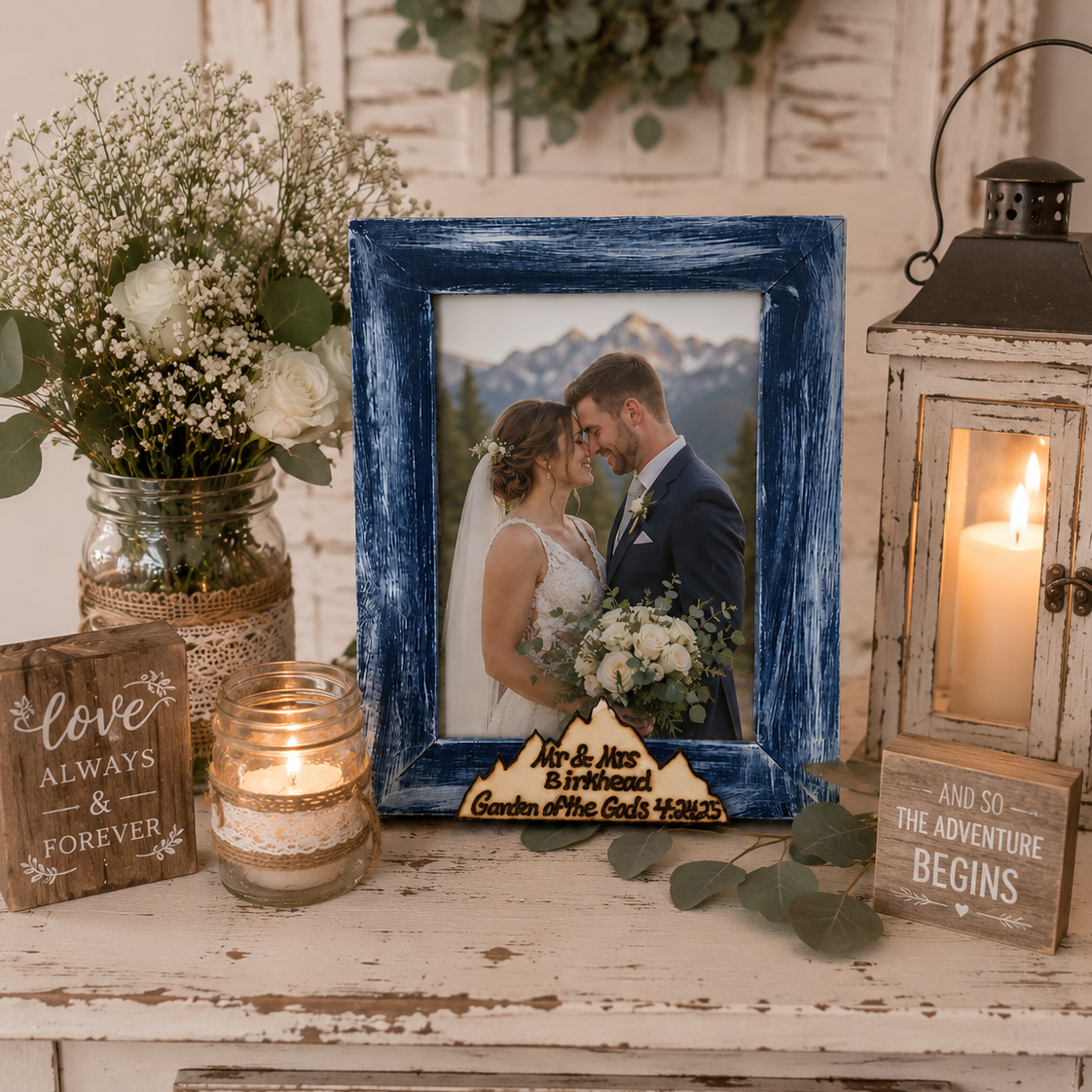 Personalized wood burned wedding frame names, date and location – The ...