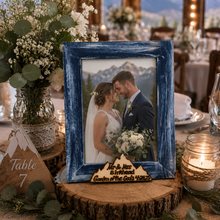 Load image into Gallery viewer, Personalized wood burned wedding frame names, date and location