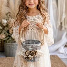 Load image into Gallery viewer, Flower girl basket personalized with pampas grass - Boho wedding basket custom - Boho rustic wedding decor