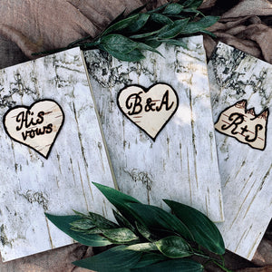 Wedding vow books personalized rustic wood - Birch bark vow books and officiant book
