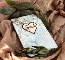 Load image into Gallery viewer, Wedding vow books personalized rustic wood - Birch bark vow books and officiant book