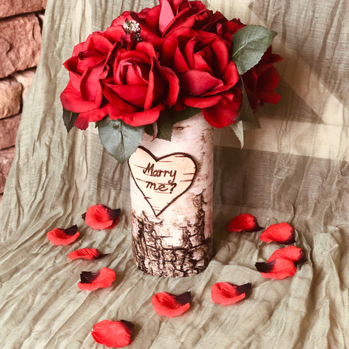 Unique proposal decorations marry me engraved vase