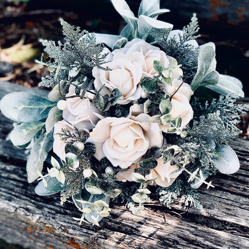 Winter bridal bouquet shimmering, Iced bridal bouquet, Winter wedding bridal bouquet