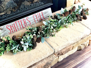 Glittered eucalyptus garland gold and silver for Christmas mantel or outside doorway