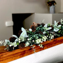 Load image into Gallery viewer, Glittered eucalyptus garland gold and silver for Christmas mantel or outside doorway