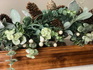 Glittered eucalyptus garland gold and silver for Christmas mantel or outside doorway