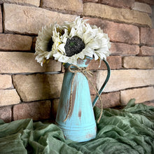 Load image into Gallery viewer, Rustic water pitcher, Sunflower centerpiece for kitchen table -Shabby chic watering can