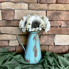 Load image into Gallery viewer, Rustic water pitcher, Sunflower centerpiece for kitchen table -Shabby chic watering can