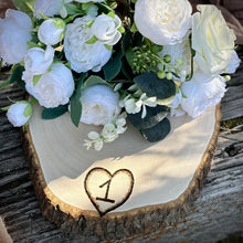 Load image into Gallery viewer, Engraved table number wood slices for centerpieces