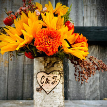 Load image into Gallery viewer, Personalized initials or names heart with choice of floral arrangement