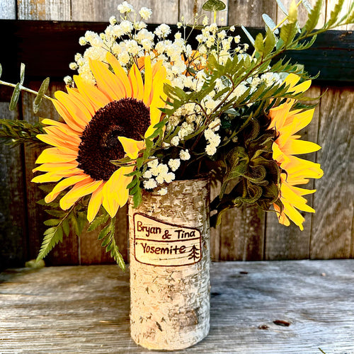 National Park custom vase with sunflower arrangement