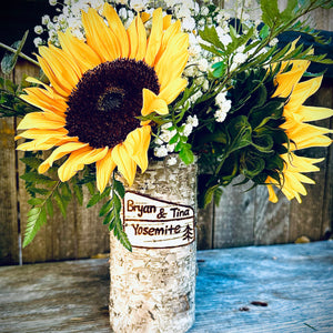 National Park custom vase with red roses and babies breath arrangement