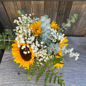 Mountain customized vase with a fall/autumn assorted mix floral arrangement
