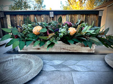 Load image into Gallery viewer, Burgundy, orange, navy greenery table centerpiece for wedding