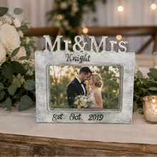 Load image into Gallery viewer, Mr and Mrs personalized picture frame rustic