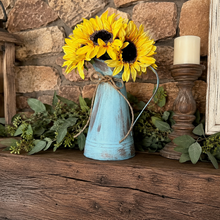 Load image into Gallery viewer, Rustic water pitcher with sunflowers