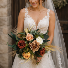Load image into Gallery viewer, Wheat pampas grass terracotta bridesmaid bouquets