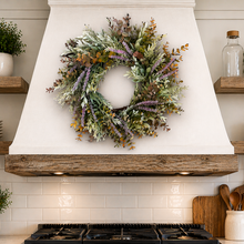 Load image into Gallery viewer, Artificial faux Eucalyptus wreath | Spring wreath for front door for outdoors | Lavender wreaths