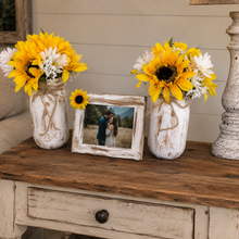 Load image into Gallery viewer, Hand painted mason jars custom colors with sunflowers