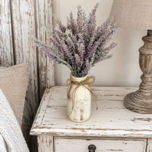 Load image into Gallery viewer, Milk bottle centerpiece with faux lavender