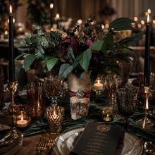 Load image into Gallery viewer, Burgundy moody birch bark centerpiece rental