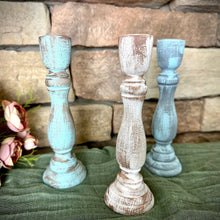 Load image into Gallery viewer, Rustic hand painted primitive candle stick holder