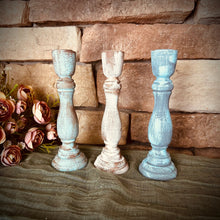 Load image into Gallery viewer, Rustic hand painted primitive candle stick holder
