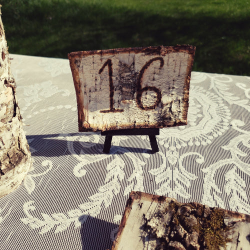 Birch table numbers - Wedding table numbers white birch bark - Wood table numbers for event