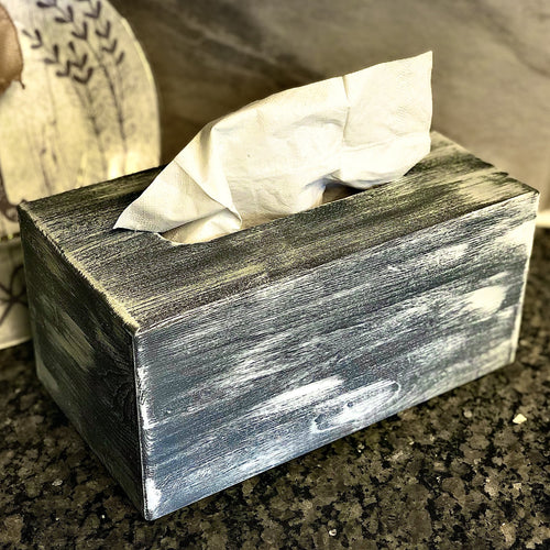 Rustic tissue box - Shabby chic primitive tissue box cover