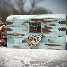 Load image into Gallery viewer, Rustic wedding card box with lock and slot - Rustic wedding decor - Engagement gifts for couple - Birch bark wedding box for cards-Money box